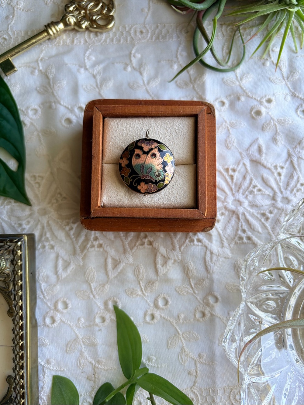 Vintage Cloisonné Butterfly Pendant